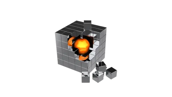 Metallic cube hot centre representing Netezza running RHEL6