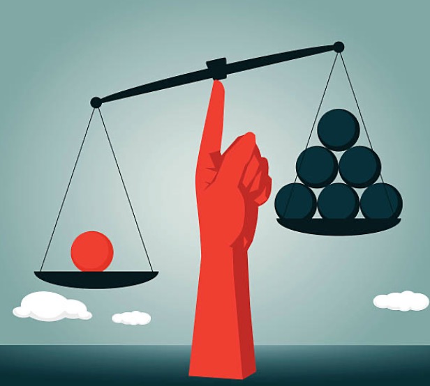 Scale balanced on finger